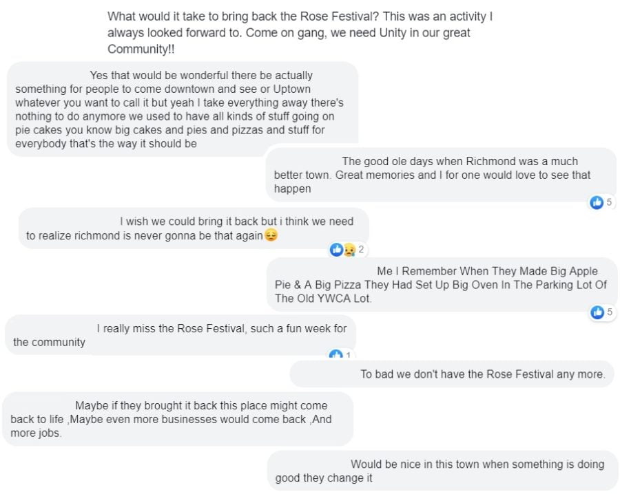 a sample of selected facebook comments of people wishing for the rose festival to return