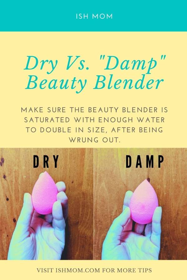 Dry and damp original Beauty Blender makeup sponge blog graphic
