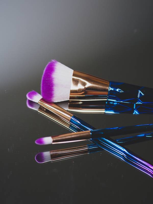 Makeup tools on a mirror