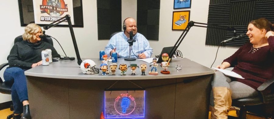 megan, kimberly, and chris recording the after 2 beers podcast